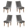 Jogo 04 Cadeiras de Jantar Estofada Cozinha Paris Suede Prata Eli Móveis - 1