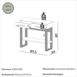 Aparador para Sala de Estar com 2 Gavetas Pradel - 3