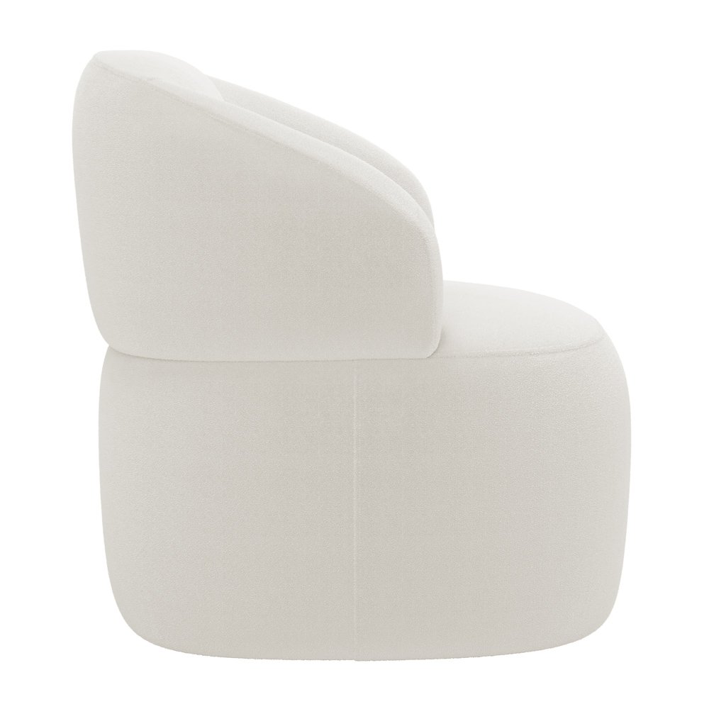 Poltrona Orgânica Giratória Living Glee Bouclê Off White - Desk Design - 7