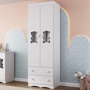 Ver imagem 1 de Guarda-roupa Infantil 62cm 2 Portas com Vidro e 2 Gavetas Doçura Multimóveis Mp4491 Branco