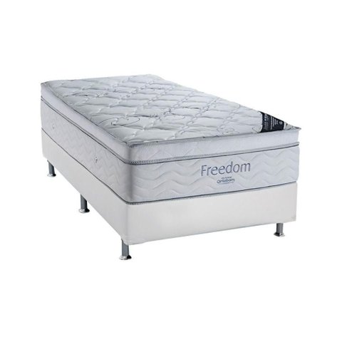 Cama Box Solteiro: Colchão Molas Superpocket Ensacadas Ortobom Freedom + Base Crc Courano White (