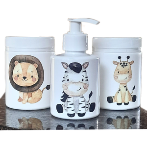 Kit Higiene Baby Safari 3 Pçs - Tampa com Trava - Plástico