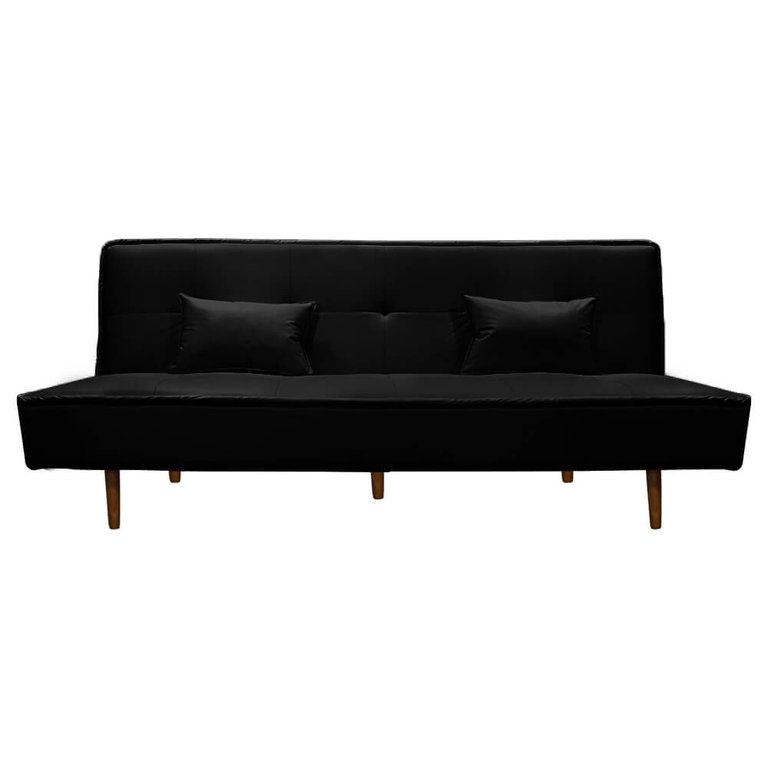 Sofá Cama Silver Reclinável Corano Preto - Star Confort Sofá Cama Silver Reclinável Corano Preto - Star Confort