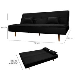Sofá Cama Silver Reclinável Corano Preto - Star Confort - 5