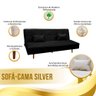 Sofá Cama Silver 3 Lugares Reclinável Corano Preto - 8