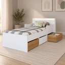 Ver imagem 4 de Cama Solteiro Infantil com 2 Baus e Gavetão Branco Mel