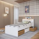 Ver imagem 1 de Cama Solteiro Infantil com 2 Baus e Gavetão Branco Mel