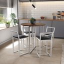 Ver imagem 1 de Conjunto Mesa Redonda Imbuia 4 Cadeiras Pequena Estofado Industrial White