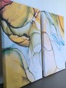 Ver imagem 4 de Conjunto Quadros Decorativos Sala Hall Abstratos Oléo em Tecido Canvas
