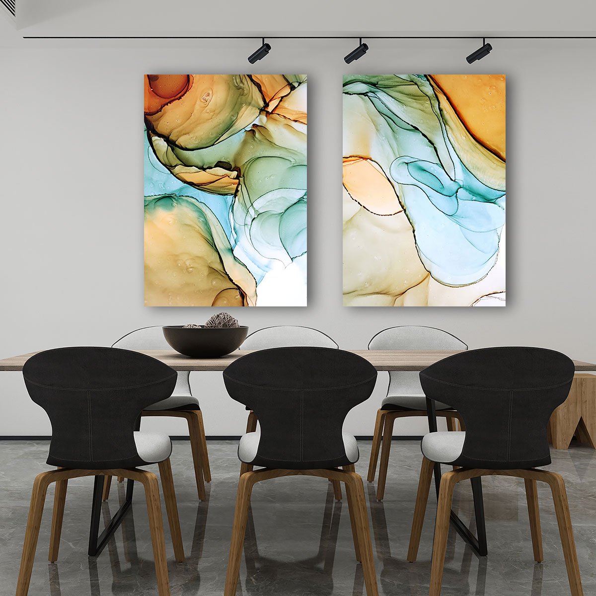 Conjunto Quadros Decorativos Sala Hall Abstratos Oléo em Tecido Canvas - 3