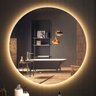 Espelho Grande Lapidado Decorativo Sala Hall Parede Redondo 80x80 Cm com Led Quente/fria - 2