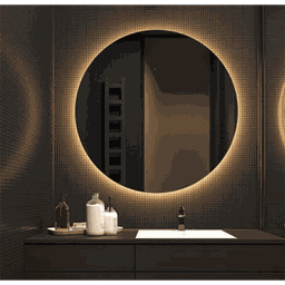 Espelho Grande Lapidado Decorativo Sala Hall Parede Redondo 80x80 Cm com Led Quente/fria - 4