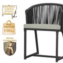 Ver imagem 4 de Mesa com 4 Cadeiras de Jantar Roma 100cm e Noronha em Aluminío Preto Corda Nautica Estofado 3 Trama