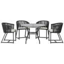 Ver imagem 1 de Mesa com 4 Cadeiras de Jantar Roma 100cm e Noronha em Aluminío Preto Corda Nautica Estofado 3 Trama