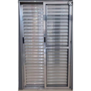 Ver imagem 2 de Porta Balcão 3 Folhas (1 Fixa) Alumínio Brilhante com Trinco Vidro Liso - Linha Resistence - 210cm -