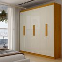 Ver imagem 3 de Guarda-Roupa Solteiro Sevilha 6 Portas 2 Gavetas 100% MDF Naturale/Off White - Panorama Móveis