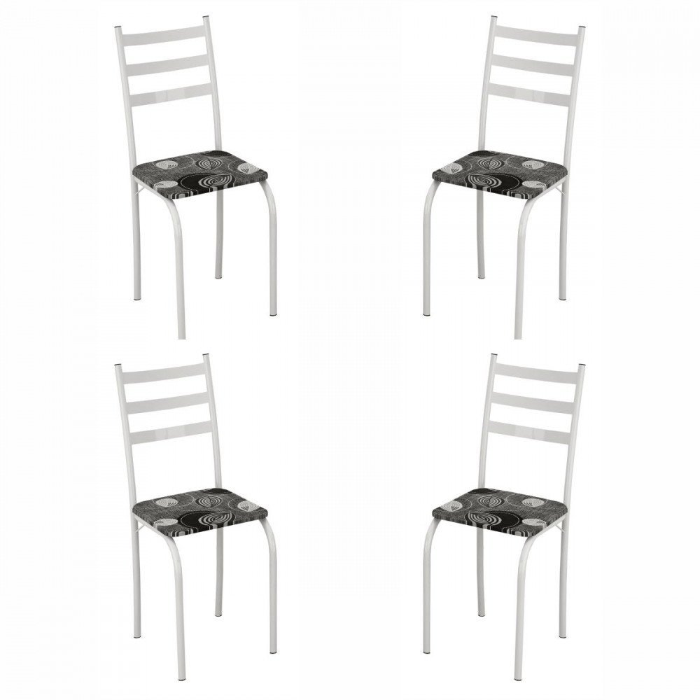 Conjunto com 4 Cadeiras Maraba Liso Branco Assento Paraopeba Teixeira - 1