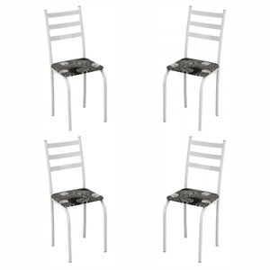 Conjunto com 4 Cadeiras Maraba Liso Branco Assento Paraopeba Teixeira