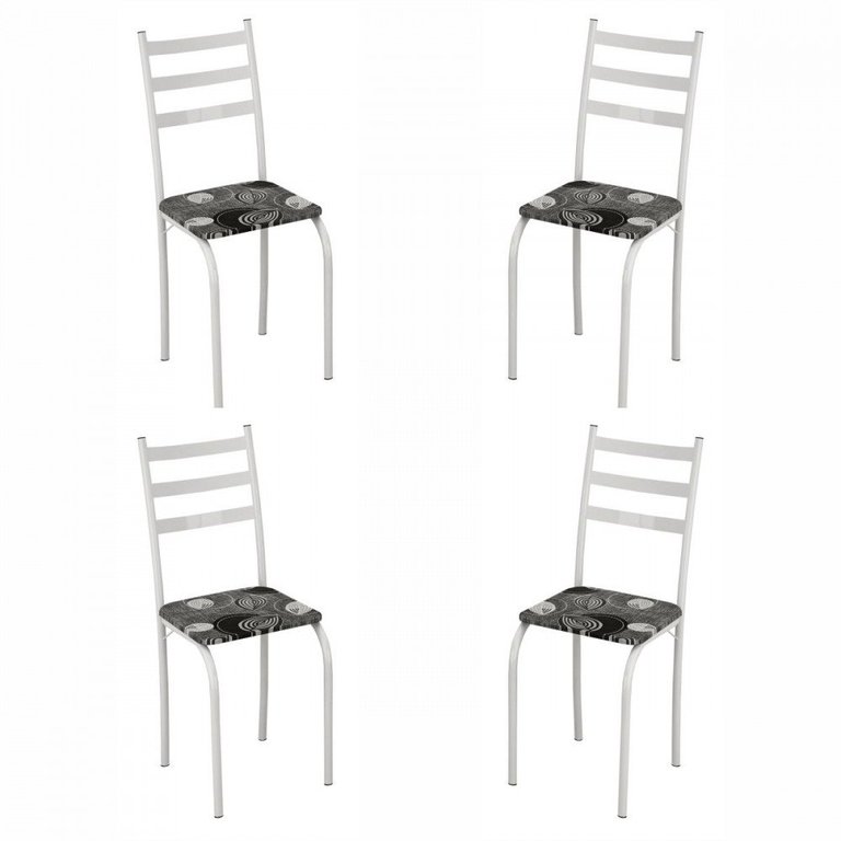 Conjunto com 4 Cadeiras Maraba Liso Branco Assento Paraopeba Teixeira