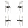 Conjunto com 4 Cadeiras Maraba Liso Branco Assento Paraopeba Teixeira - 1