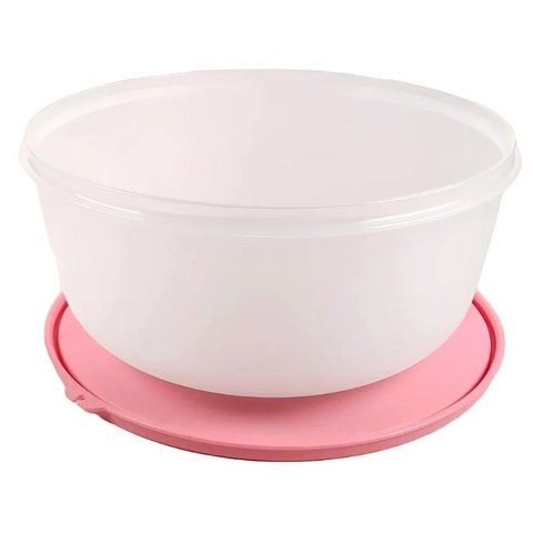 Tigela Visual 4 Litros Translúcida com Tampa Rosa Tupperware