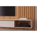 Ver imagem 2 de Rack Bancada com Painel para Tv até 65 Polegadas Bahamas Ripado 215x157cm Cinamomo-off White - Perm