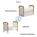 Ver imagem 4 de Berço Americano 2 em 1 Danny Com Colchão Vira Sofazinho Infantil Branco/Savana Fosco Quarto de Bebê - Reller