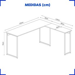 Escrivaninha no formado L Smart, Estilo Industrial | Preto Onix - Preto - 7 Escrivaninha no formado L Smart, Estilo Industrial | Preto Onix - Preto - 7