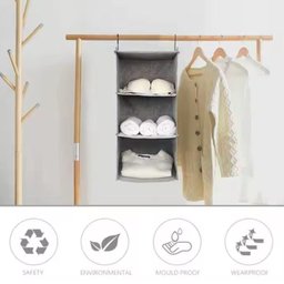 Cabideiro Organizador Dobravel com 3 Prateleiras Sapateira Vertical para Armario e Closet - 7