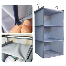 Cabideiro Organizador Dobravel com 3 Prateleiras Sapateira Vertical para Armario e Closet - 2