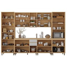 Armário de Cozinha 6 Peças Cp02 e Tampo Pierre Carvalho/cinza L01 - Mpozenato - 5 Armário de Cozinha 6 Peças Cp02 e Tampo Pierre Carvalho/cinza L01 - Mpozenato - 5