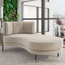 Ver imagem 2 de Sofá Chaise Longue Sala de Estar Living Lucca Direito D02 Veludo Bege C-309 - Lyam Decor