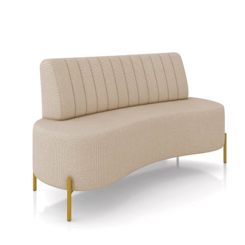 Sofá 2 Lugares Living 160cm Pé Ferro Dourado Maraú Linho Bege K01 - D'Rossi