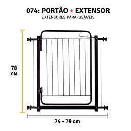 Grade de Porta Portão Retrátil Pet Cães Criança 79 a 84 Cm: - 2