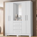 Ver imagem 2 de Guarda Roupa com Capela 4 Portas 3 Gavetas 148 cm Lyon Branco Rudk