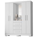 Ver imagem 1 de Guarda Roupa com Capela 4 Portas 3 Gavetas 148 cm Lyon Branco Rudk