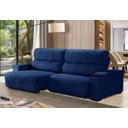 Ver imagem 1 de Sofá Retrátil e Reclinável Milão 3 Lugares Azul 3,10m Suede com Porta Copos Sofá Casa