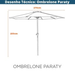 Ombrelone Central Paraty Bali Fratini 270 Cm (largura) sem Base em Alumínio Cinza Capa Poliéster - 5