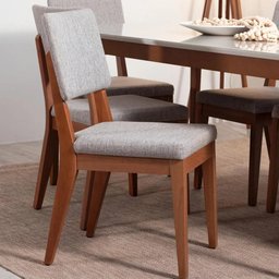 Conjunto de Jantar Mesa 184 Cm com Vidro 6 Cadeiras Ella - Natural C/ Mescla Cinza - 2