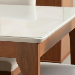 Conjunto de Jantar Mesa 184 Cm com Vidro 6 Cadeiras Ella - Natural C/ Mescla Cinza - 4