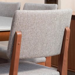 Conjunto de Jantar Mesa 184 Cm com Vidro 6 Cadeiras Ella - Natural C/ Mescla Cinza - 5