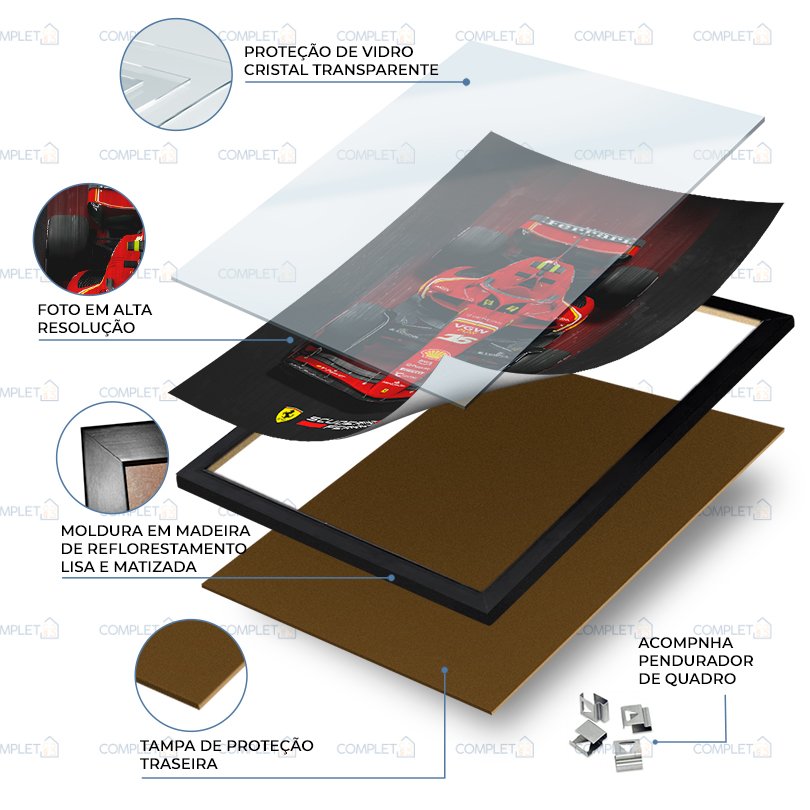 Quadro Automotivo Carro de Corrida F1 Sf-24 Moldura e Vidro - 5