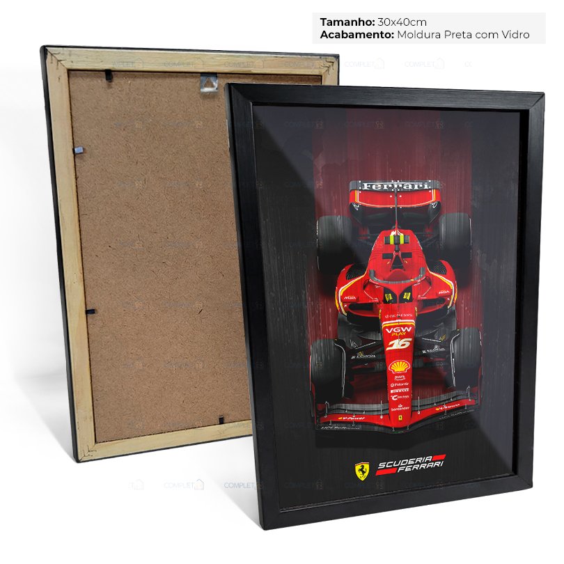 Quadro Automotivo Carro de Corrida F1 Sf-24 Moldura e Vidro - 4