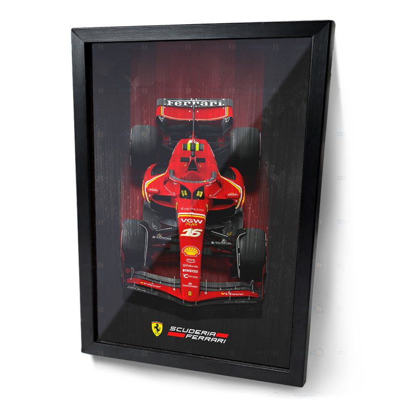 Quadro Automotivo Carro de Corrida F1 Sf-24 Moldura e Vidro