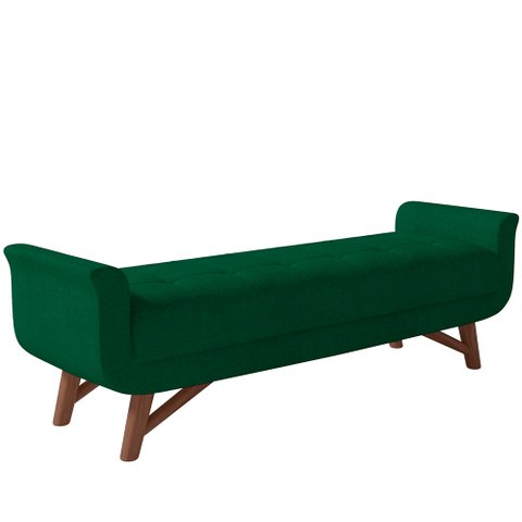 Puff Recamier Decorativo com Pés em Madeira 140 Cm Itália Bouclê Verde - Lyam Decor