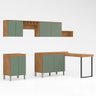Cozinha Modulada 7 Peças com Mesa Victória Carvalho/menta - Móveis Arapongas - 1