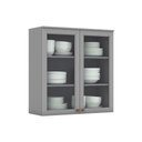 Ver imagem 1 de Armário Aéreo p/ Cozinha Americana 2 Portas de Vidro 80cm Cinza - Henn