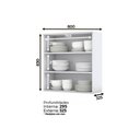 Ver imagem 3 de Armário Aéreo p/ Cozinha Americana 2 Portas de Vidro 80cm Cinza - Henn