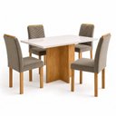 Ver imagem 2 de Conjunto Sala de Jantar 4 Lugares Retangular Tampo Vidro MDF 120x80cm Mesa e Cadeiras Carol