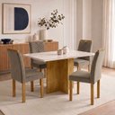 Ver imagem 1 de Conjunto Sala de Jantar 4 Lugares Retangular Tampo Vidro MDF 120x80cm Mesa e Cadeiras Carol